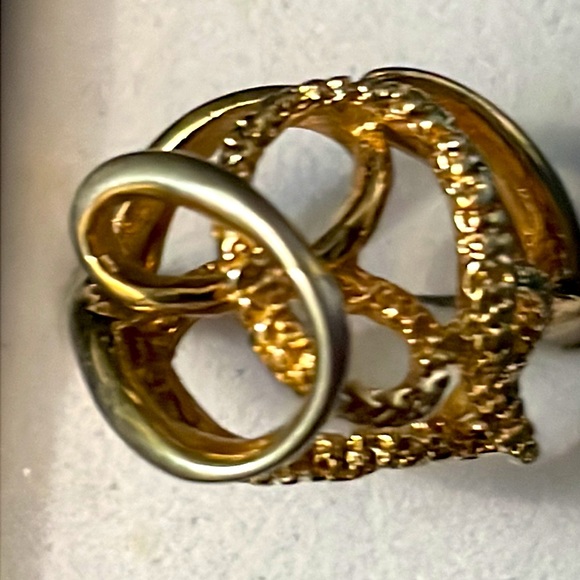 Vintage 18k HGE ESPO Freeform Gold Tone Ring w/ some wear to Gold Plate - Picture 4 of 10